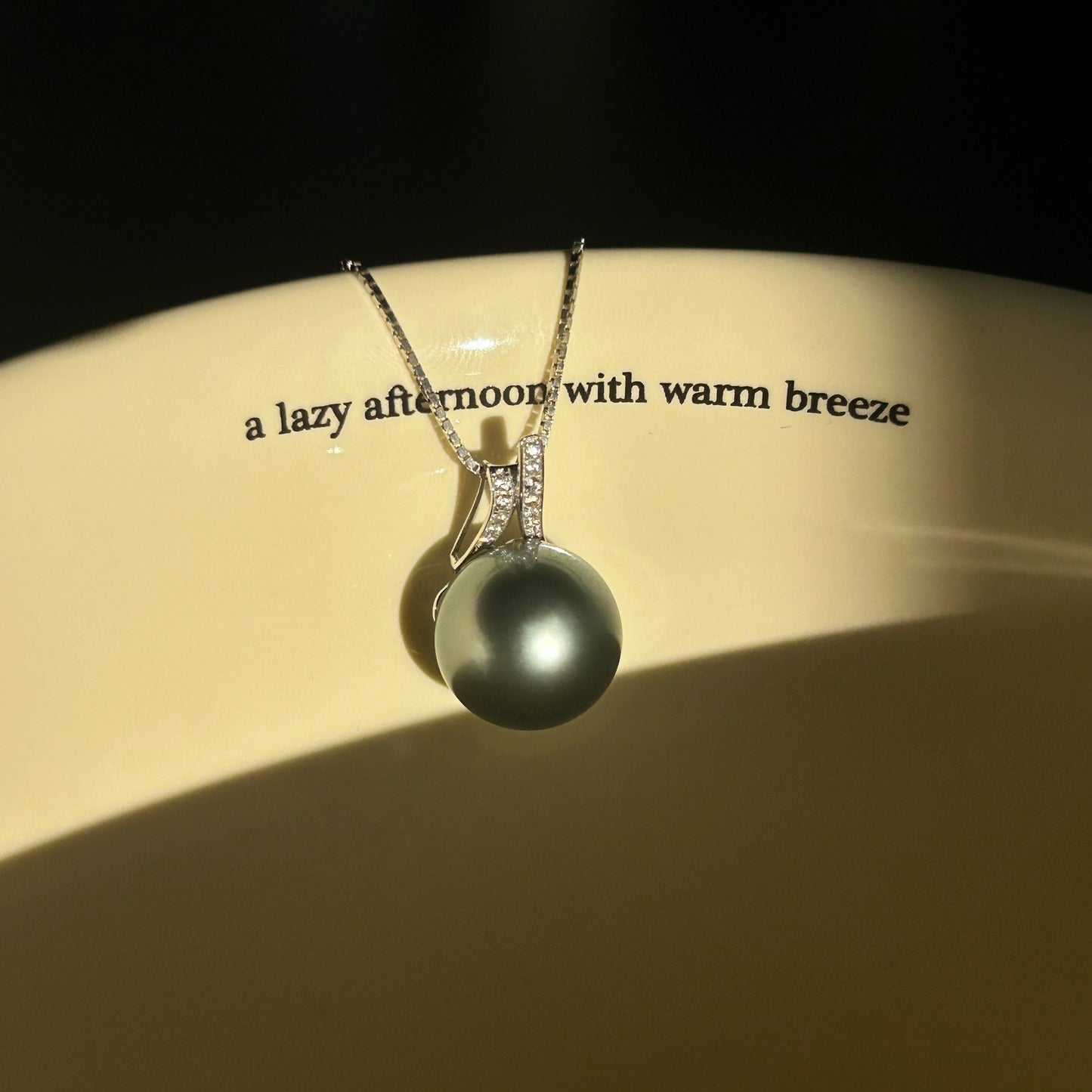 12.0 mm Black Green Tahitian Pearl Eclipse Pendant