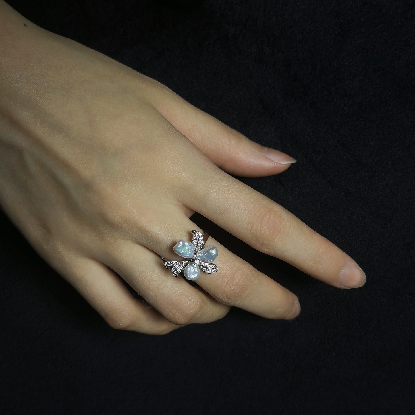 Baroque Freshwater Pearl Flower Ring