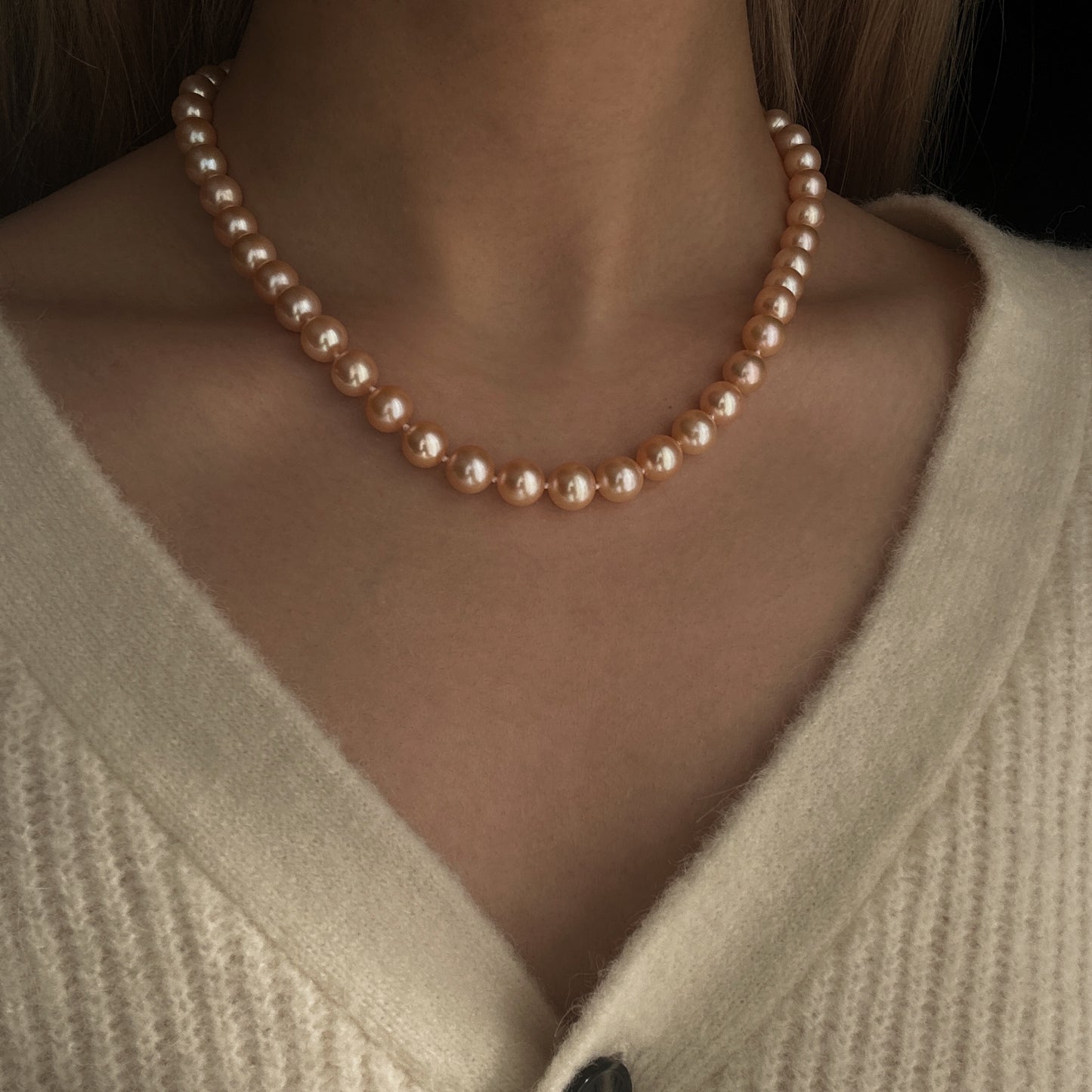 8.5-9.5mm Peach Freshwater Pearl Necklace